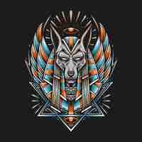 Gratis vector jackal anubis vector logo illustratie