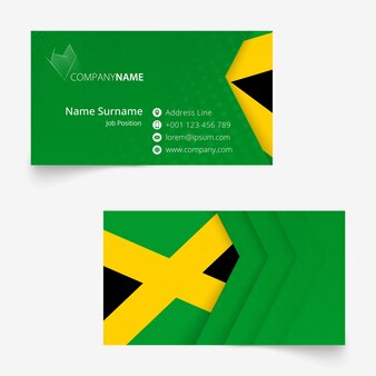 Jamaica vlag visitekaartje, standaard formaat (90x50 mm) visitekaartjesjabloon met afloop onder het knipmasker.