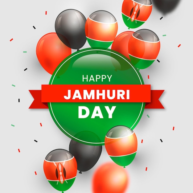 Gratis vector jamhuri-dagillustratie met realistische ballonnen