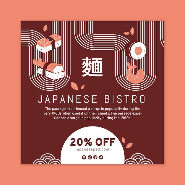 Gratis vector japans restaurant flyer plein