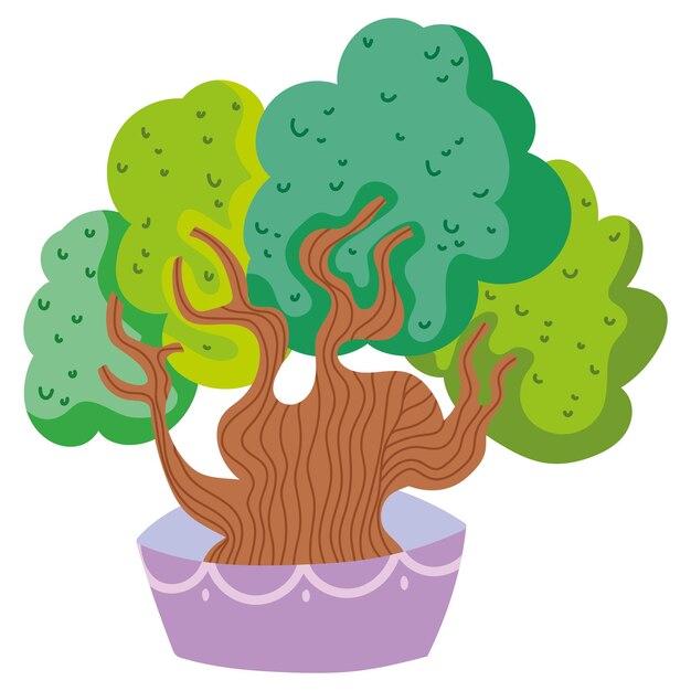 Gratis vector japanse bonsai icoon geïsoleerd ontwerp