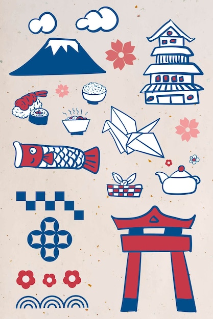 Japanse cultuur element set vector
