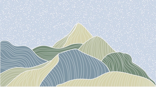 Japanse Golf lijn kunst landschap achtergrond. Abstracte berg banner ontwerppatroon. Vector illustratie geometrische poster