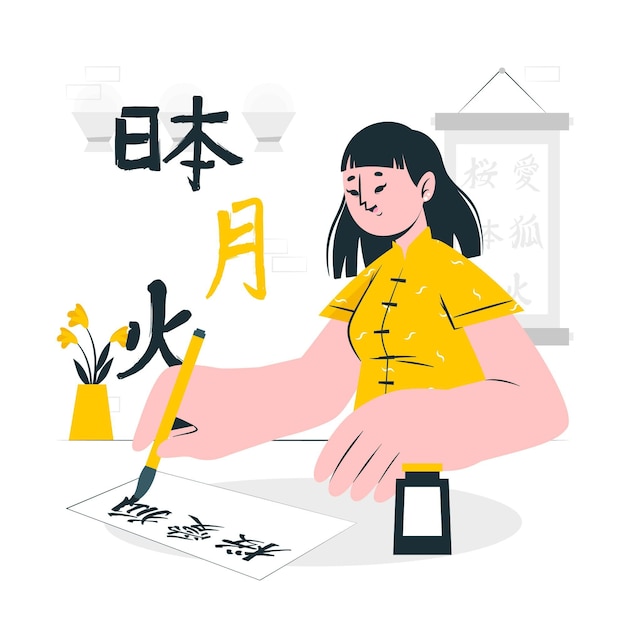 Japanse kalligrafie concept illustratie