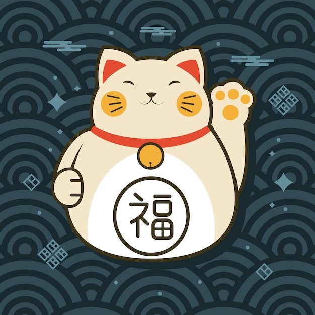 Gratis vector japanse kat groeten