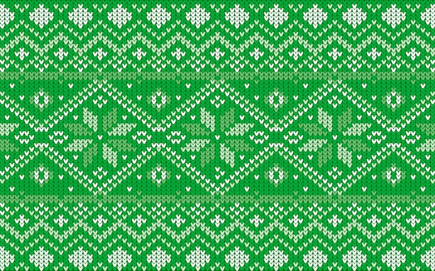 Gratis vector jaquardpatroon voor kerstmis met sneeuwvlokken in groen