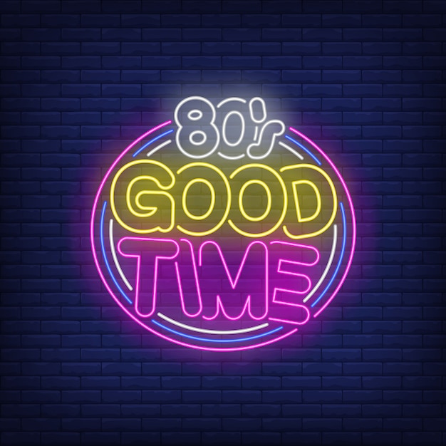 Gratis vector jaren tachtig goede tijd neon belettering