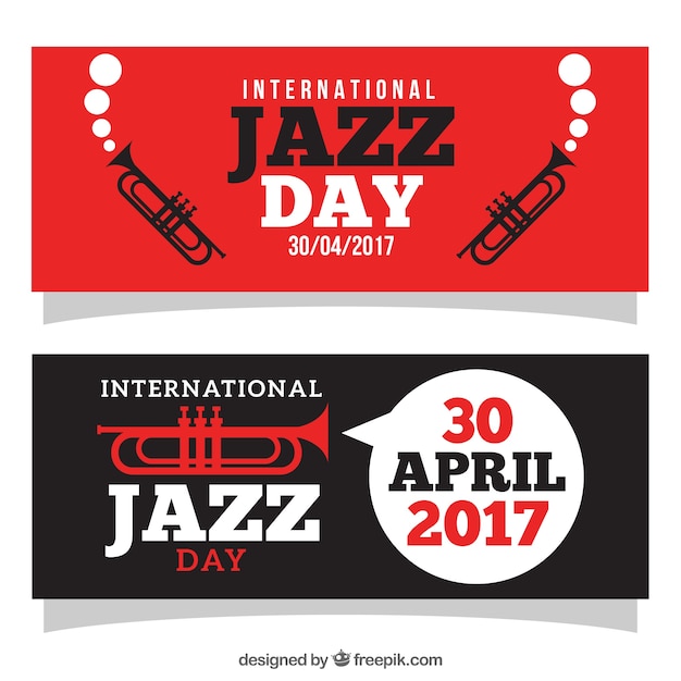 Gratis vector jazz banners met trompetten