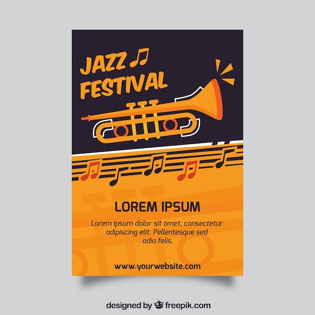 Gratis vector jazz festival brochure in retro design