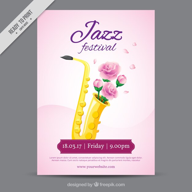 Gratis vector jazz festival brochure met rozen