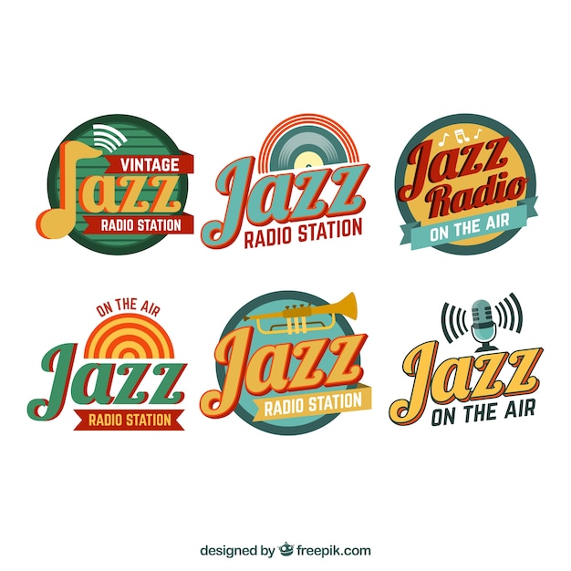 Jazz-logo collectie met vintage stijl
