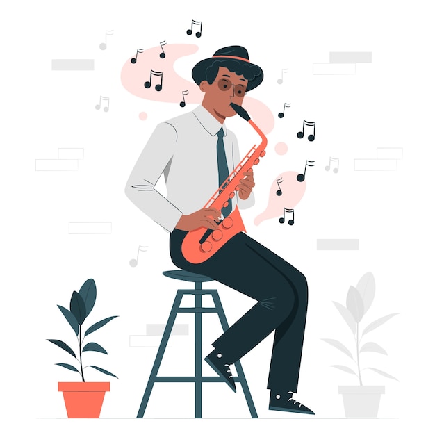 Gratis vector jazz saxofonist concept illustratie