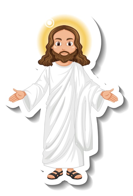 Jezus Christus stripfiguur sticker op witte achtergrond