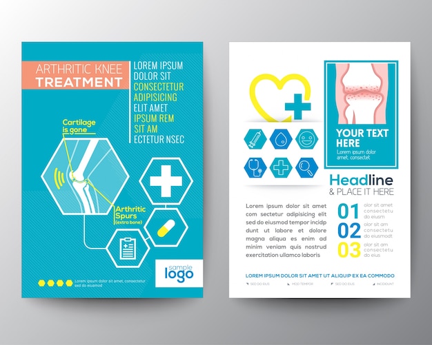 Jichtige knee behandeling health care en template medische poster brochure flyer layout