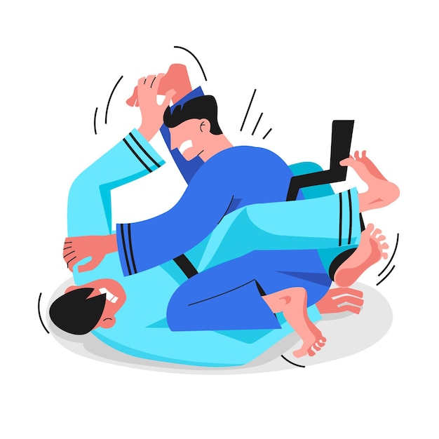 Gratis vector jiu jitsu-atleten die vechten