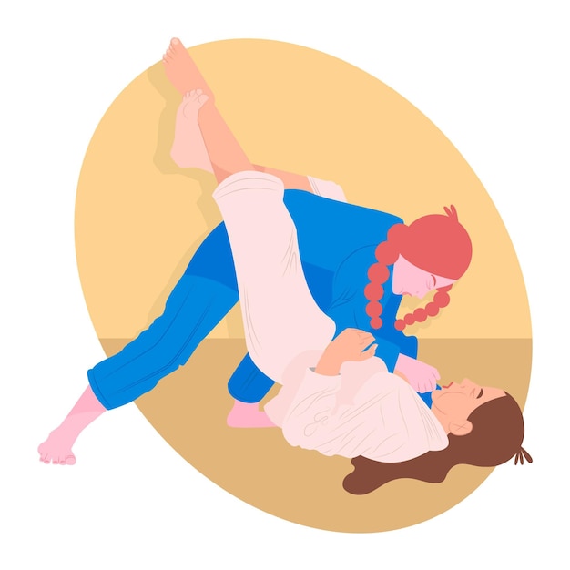 Gratis vector jiu-jitsu-atleten die vechten