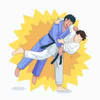 Gratis vector jiu-jitsu-atleten die vechten