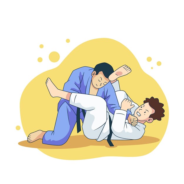 Jiu jitsu-atleten die vechten