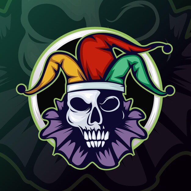 Joker hoofd of clown mascotte esports mascotte logo.