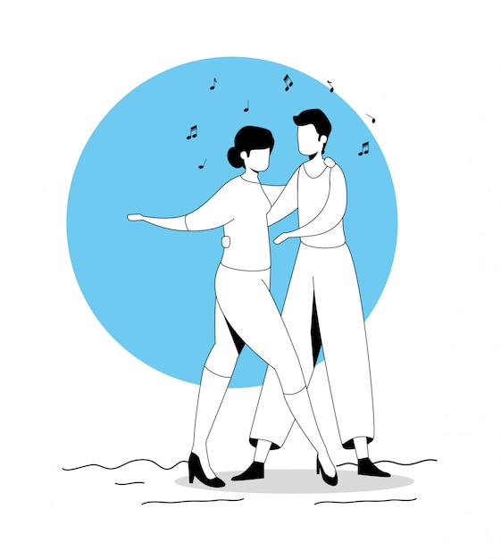 Gratis vector jong koppel avatar karakter pictogram dansen