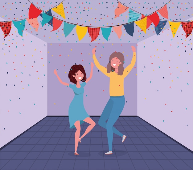 Gratis vector jong koppel dansen in de kamer