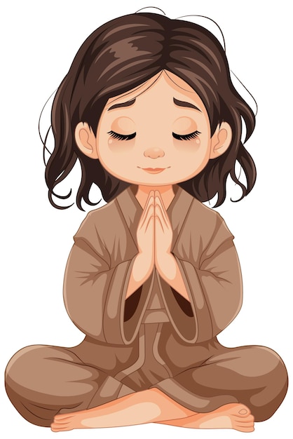 Gratis vector jong meisje bidden in meditatie