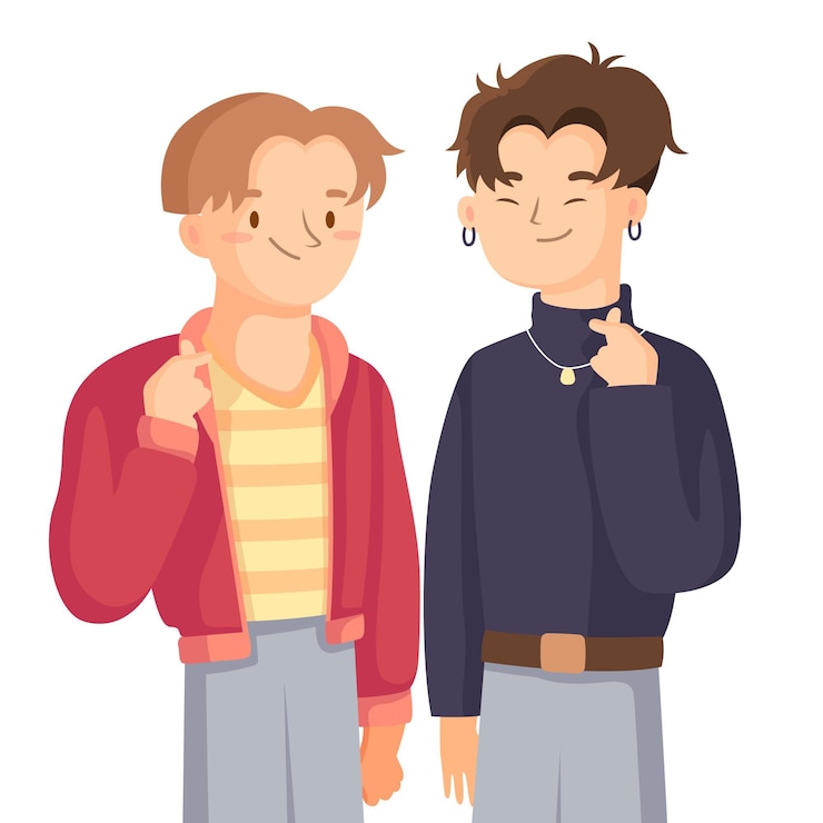 Gratis Vector jonge koreanen die vingerhart doen