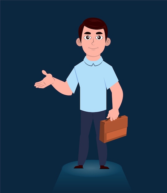 Gratis vector jonge man praten over zaken