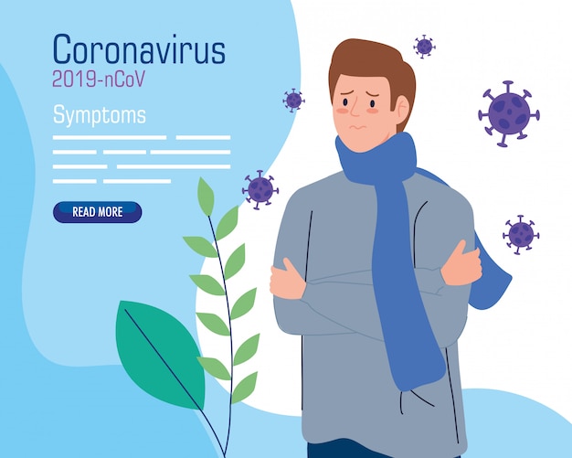 Jonge man ziek van coronavirus 2019 ncov