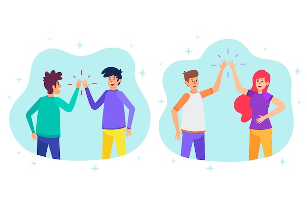 Gratis vector jonge mensen die high five geven