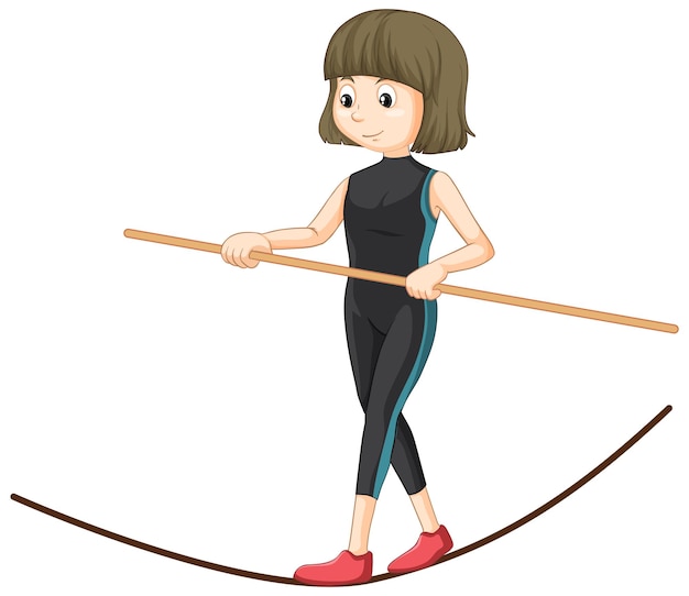 Gratis vector jonge vrouw balancerend op het slackline touw