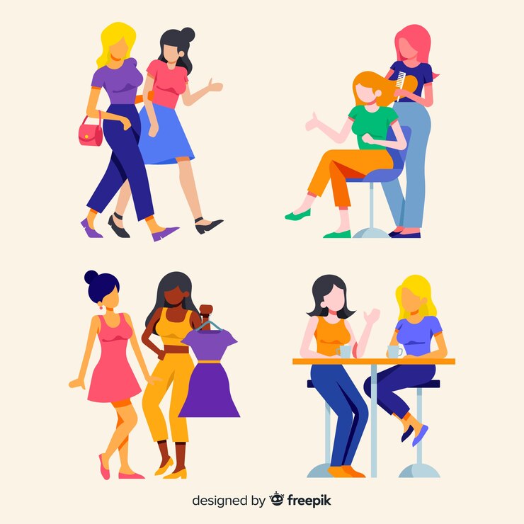 Gratis Vector jonge vrouwen samen tijd doorbrengen
