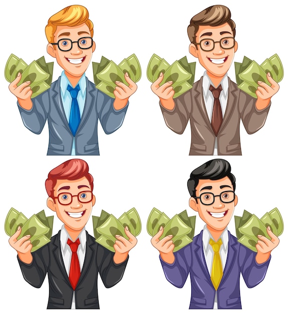 Gratis vector jonge zakenman met geld.