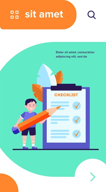 Gratis vector jongen checklist invullen