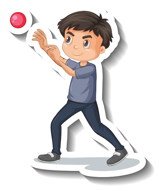 Gratis vector jongen die bal op witte achtergrond gooit