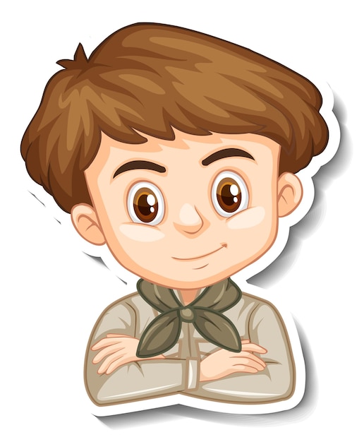 Gratis vector jongen in safari kostuum stripfiguur sticker