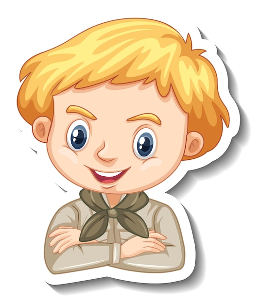 Gratis vector jongen in safari-outfit stripfiguur sticker