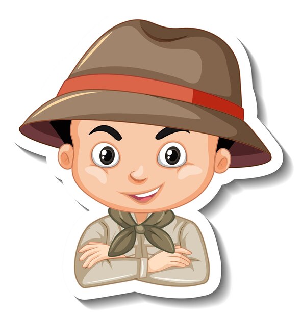 Jongen in safari-outfit stripfiguur sticker