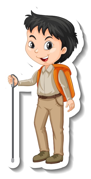 Jongen in safari-outfit stripfiguur sticker