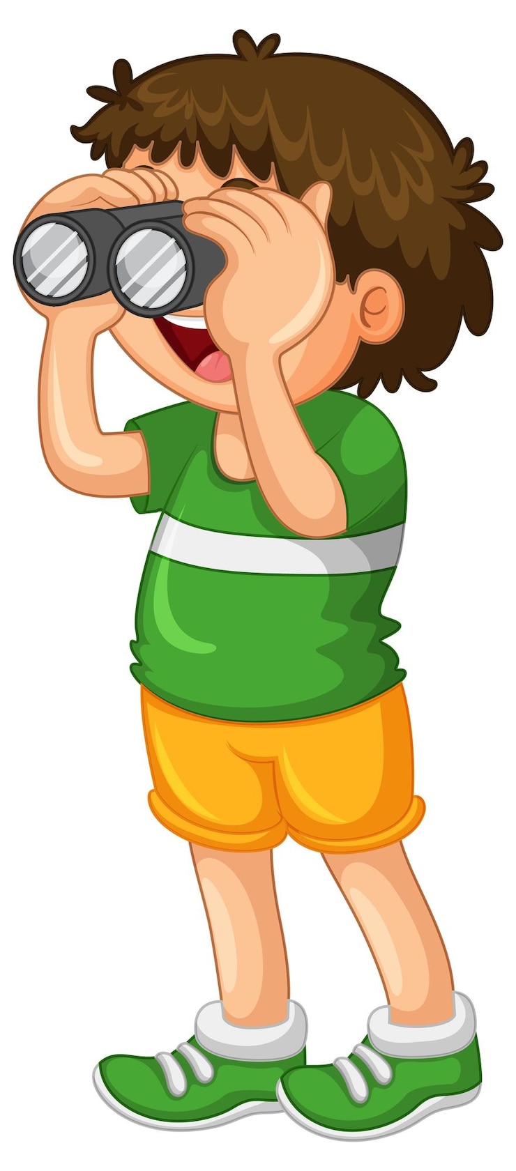 Gratis Vector jongen kijk door een verrekijker op witte achtergrond