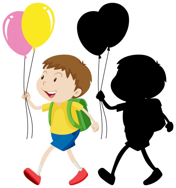 Jongen met ballon met zijn silhouet