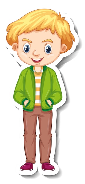 Gratis vector jongen met blond haar draagt groene jas