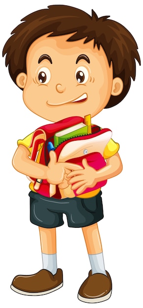 Gratis vector jongen met schooltas