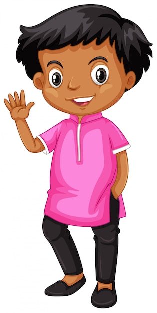 Jongen uit india in roze shirt