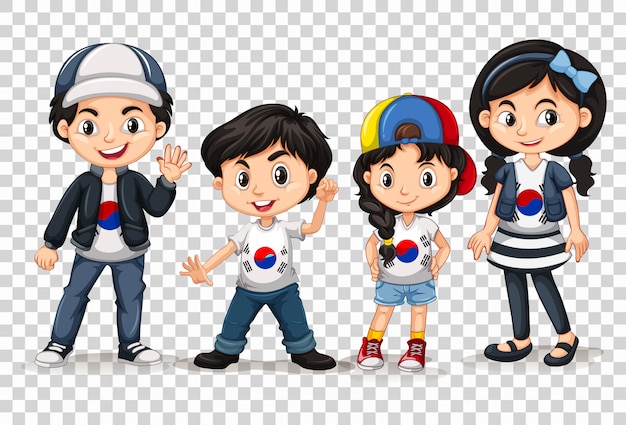 Gratis vector jongens en meisjes uit zuid-korea