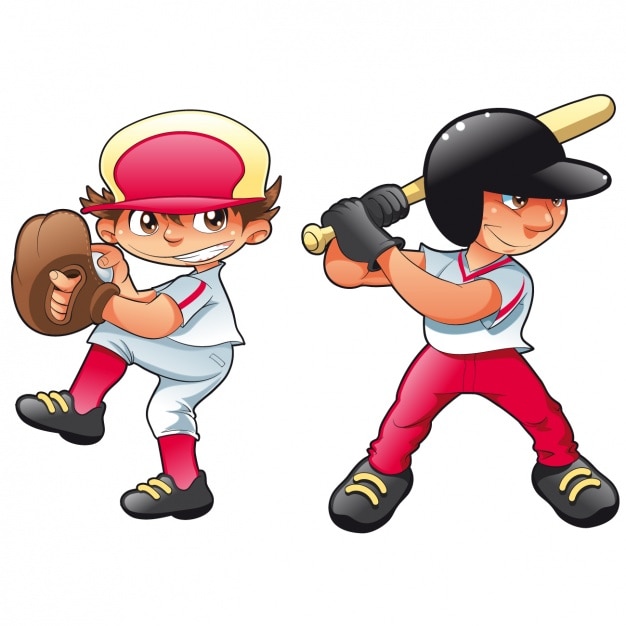 Gratis vector jongens spelen honkbal