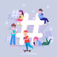 Gratis vector jongeren hashtag concept achtergrond