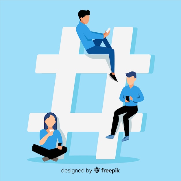 Gratis vector jongeren hashtag concept achtergrond