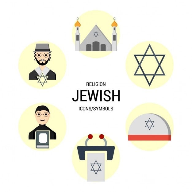 Gratis vector joodse religies icon set