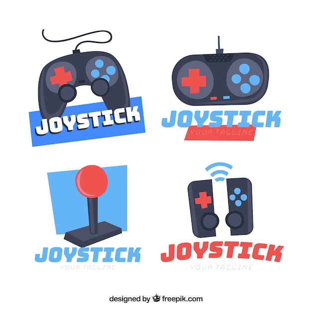 Joystick-logoverzameling met plat ontwerp